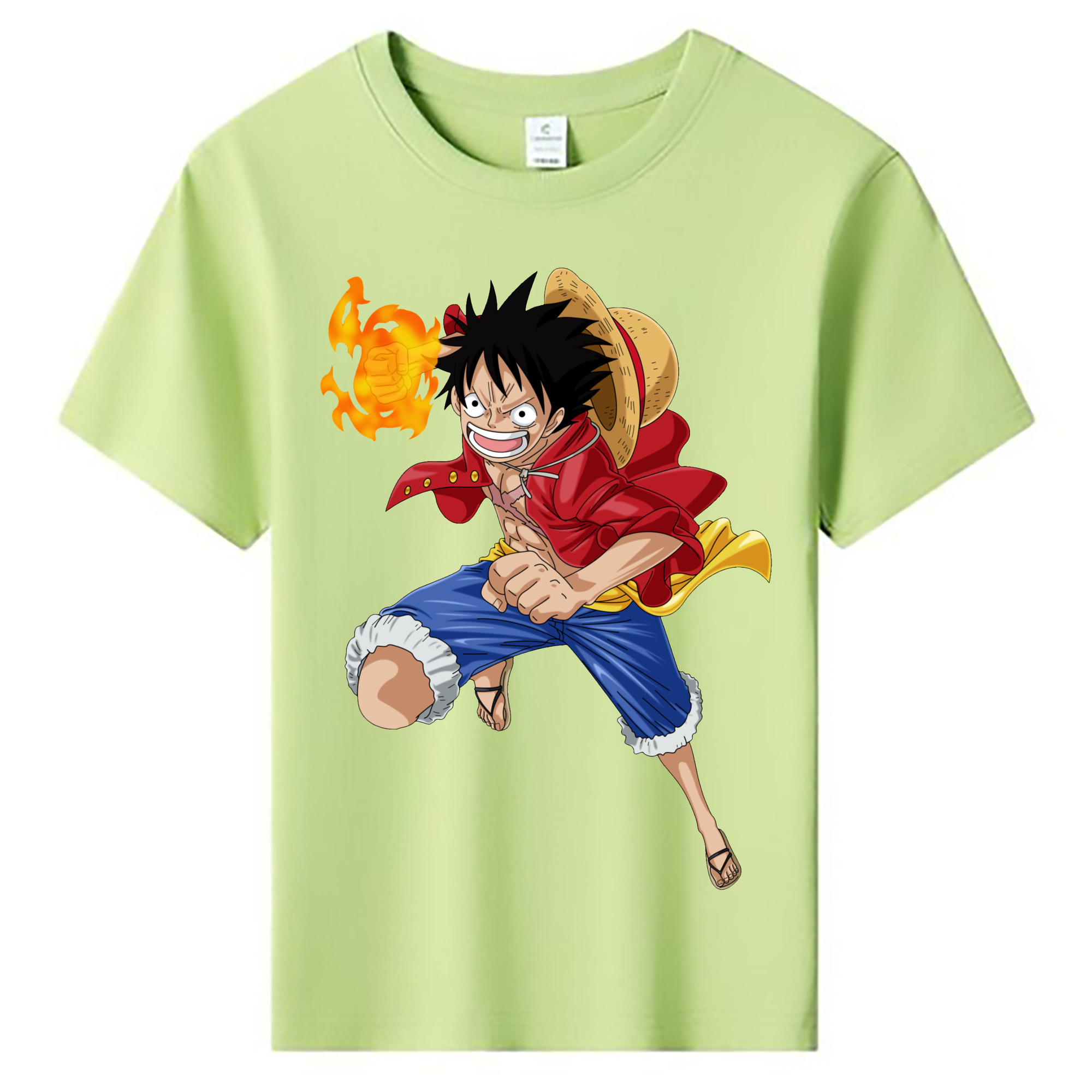 ワンピース モンキー・D・ルフィ ONE PIECE Monkey D. Luffy 綿100％キッズTシャツ（フロントプリント）